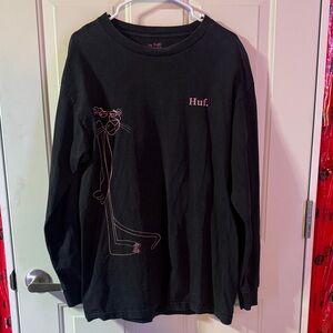 HUF Black Long Sleeve with Pink Panther- Large